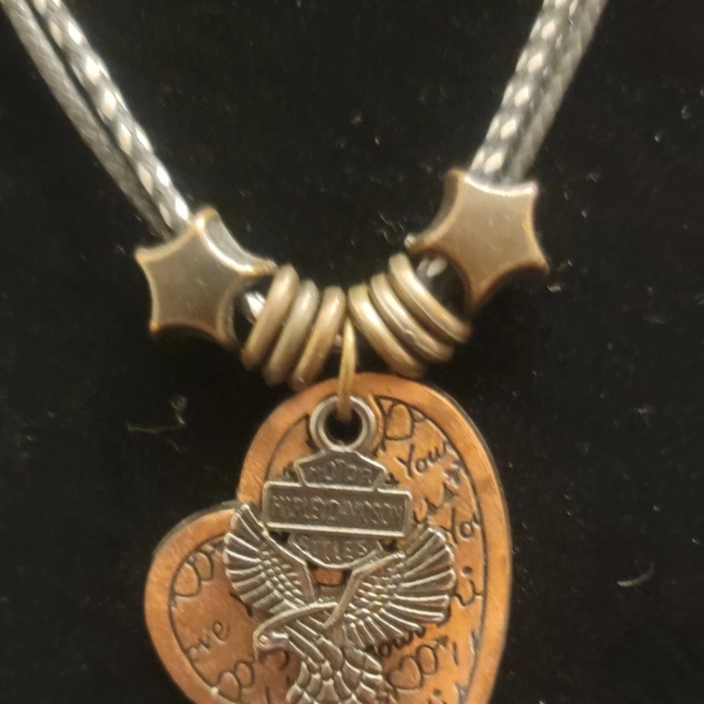 Harley-Davidson Silver and Gold Heart Necklace